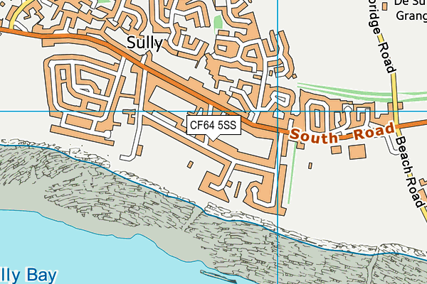 CF64 5SS map - OS VectorMap District (Ordnance Survey)