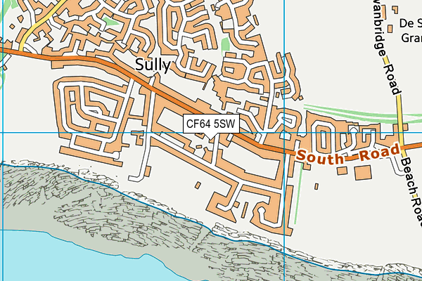 CF64 5SW map - OS VectorMap District (Ordnance Survey)