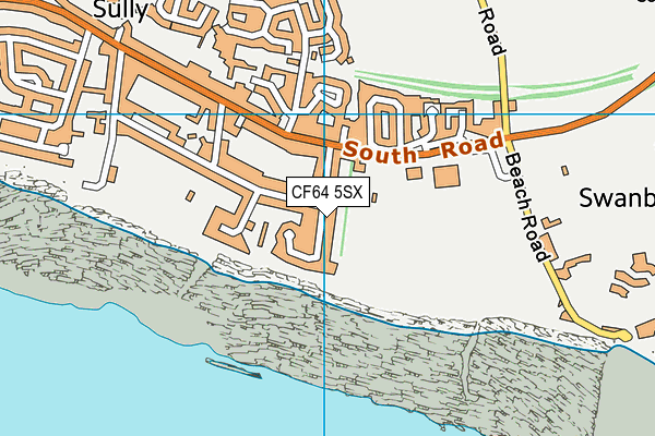 CF64 5SX map - OS VectorMap District (Ordnance Survey)