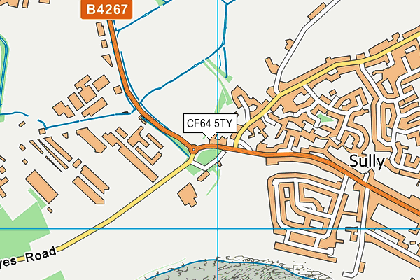 CF64 5TY map - OS VectorMap District (Ordnance Survey)