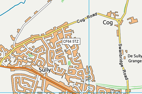 CF64 5TZ map - OS VectorMap District (Ordnance Survey)