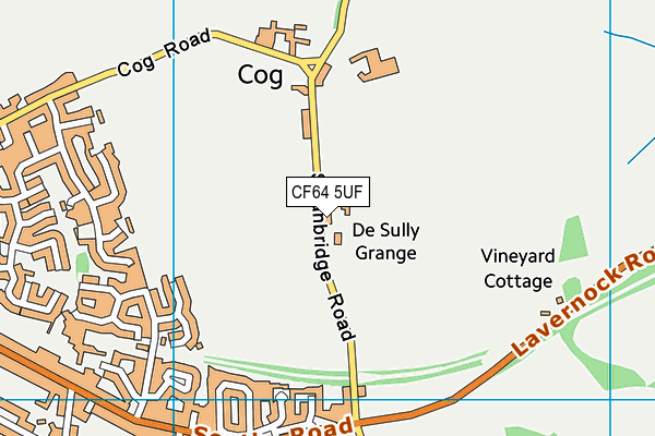 CF64 5UF map - OS VectorMap District (Ordnance Survey)