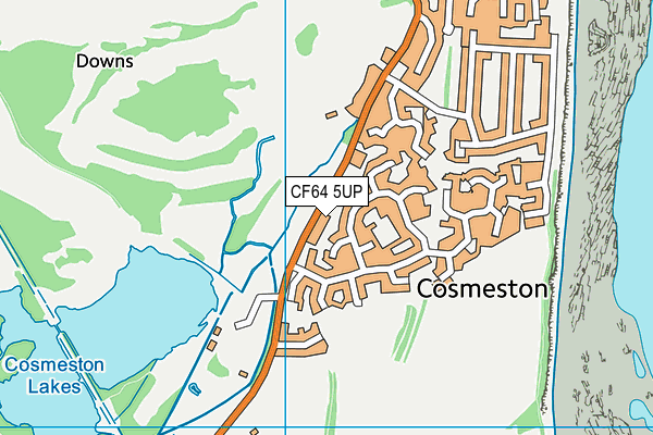 CF64 5UP map - OS VectorMap District (Ordnance Survey)