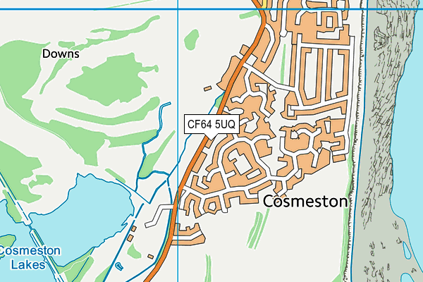 CF64 5UQ map - OS VectorMap District (Ordnance Survey)