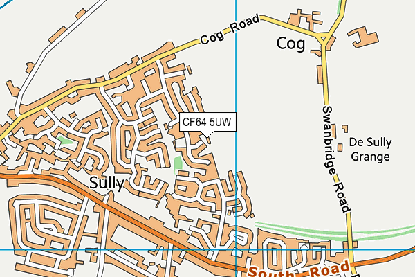 CF64 5UW map - OS VectorMap District (Ordnance Survey)
