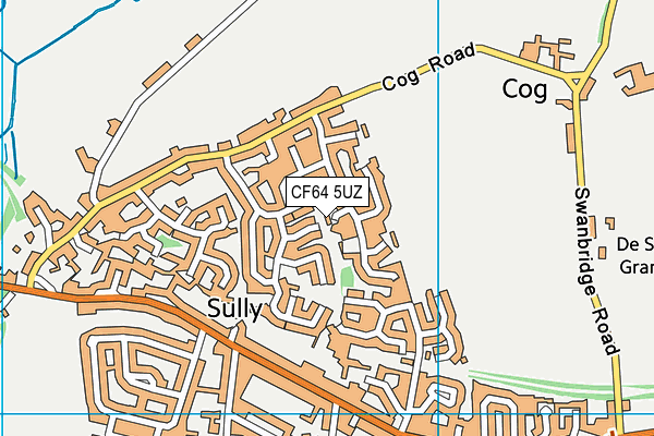 CF64 5UZ map - OS VectorMap District (Ordnance Survey)