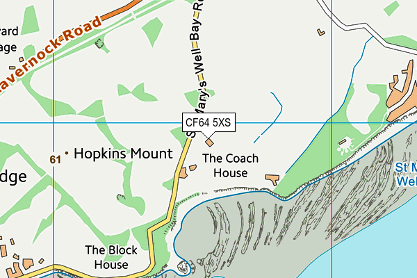 CF64 5XS map - OS VectorMap District (Ordnance Survey)