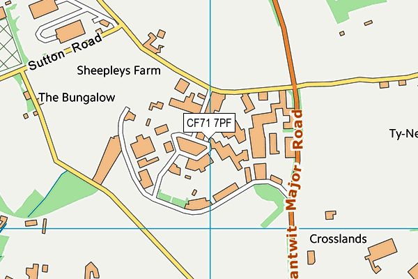 CF71 7PF map - OS VectorMap District (Ordnance Survey)