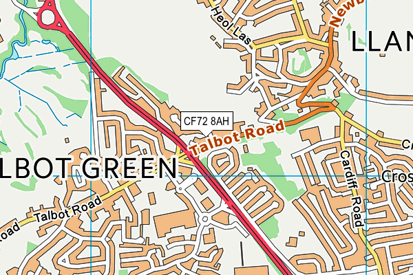 CF72 8AH map - OS VectorMap District (Ordnance Survey)