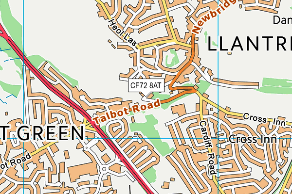 CF72 8AT map - OS VectorMap District (Ordnance Survey)