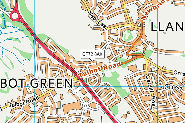 CF72 8AX map - OS VectorMap District (Ordnance Survey)