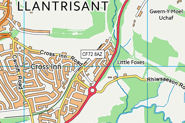 CF72 8AZ map - OS VectorMap District (Ordnance Survey)