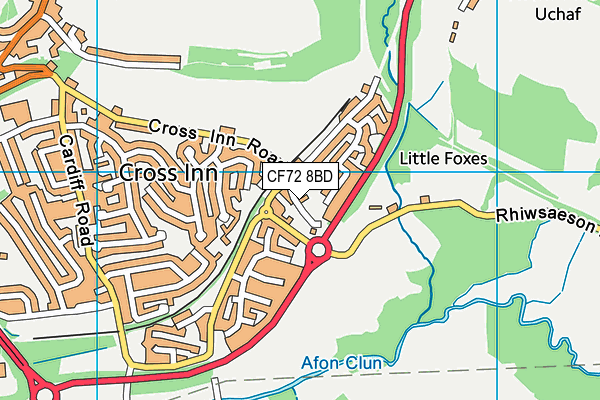 CF72 8BD map - OS VectorMap District (Ordnance Survey)