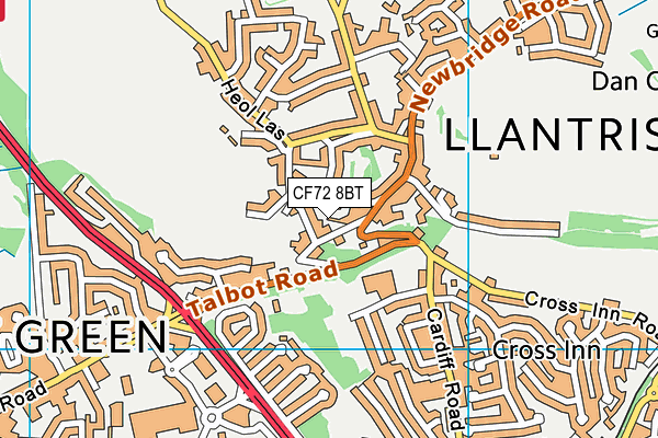 CF72 8BT map - OS VectorMap District (Ordnance Survey)