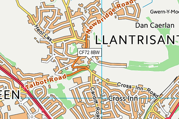 CF72 8BW map - OS VectorMap District (Ordnance Survey)