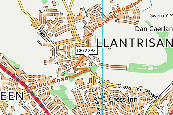 CF72 8BZ map - OS VectorMap District (Ordnance Survey)