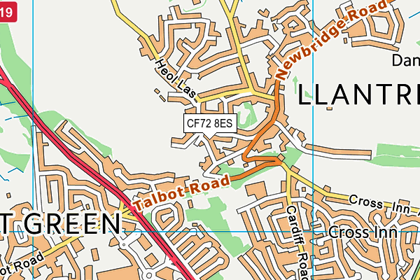 CF72 8ES map - OS VectorMap District (Ordnance Survey)