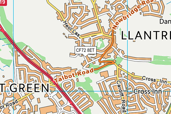 CF72 8ET map - OS VectorMap District (Ordnance Survey)