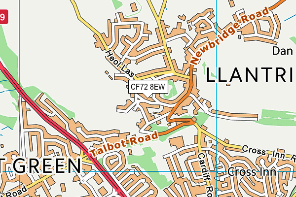 CF72 8EW map - OS VectorMap District (Ordnance Survey)