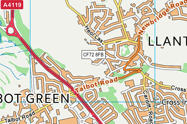 CF72 8FB map - OS VectorMap District (Ordnance Survey)