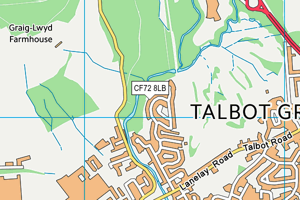 CF72 8LB map - OS VectorMap District (Ordnance Survey)