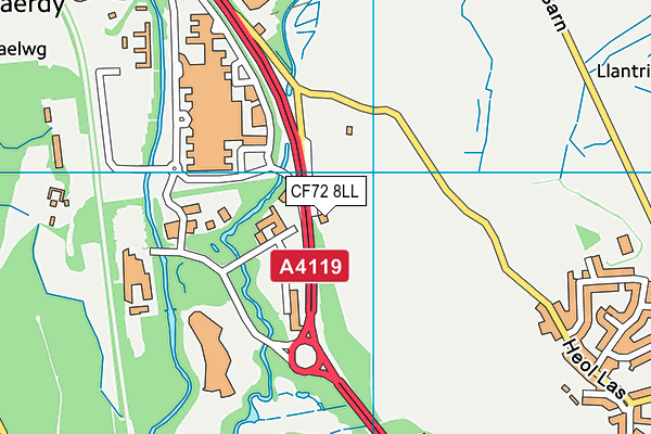 CF72 8LL map - OS VectorMap District (Ordnance Survey)