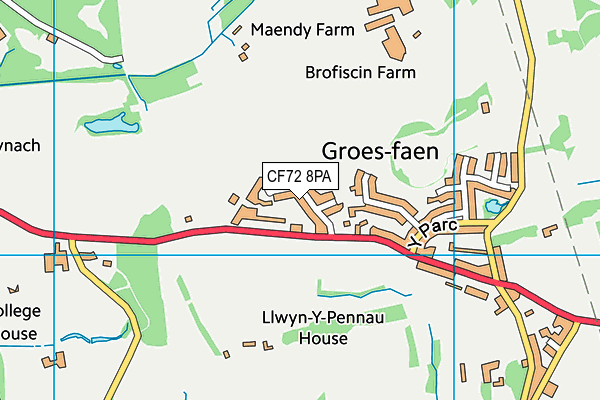 CF72 8PA map - OS VectorMap District (Ordnance Survey)