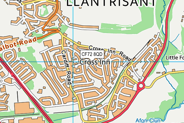 CF72 8QD map - OS VectorMap District (Ordnance Survey)