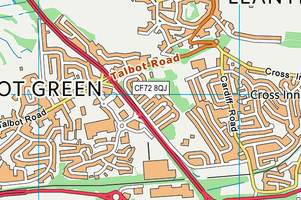 CF72 8QJ map - OS VectorMap District (Ordnance Survey)