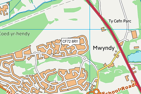 CF72 8RY map - OS VectorMap District (Ordnance Survey)