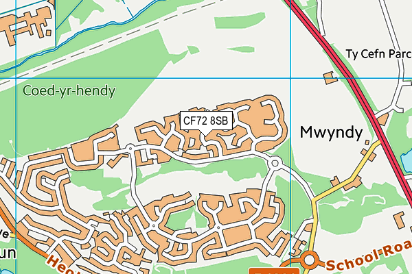 CF72 8SB map - OS VectorMap District (Ordnance Survey)