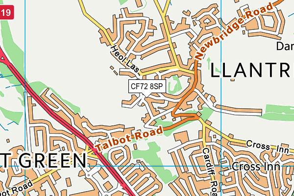 CF72 8SP map - OS VectorMap District (Ordnance Survey)