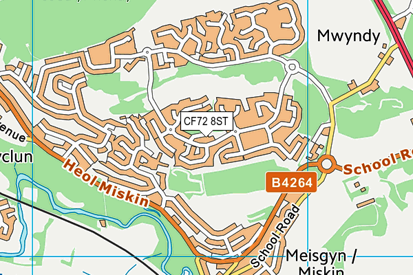 CF72 8ST map - OS VectorMap District (Ordnance Survey)
