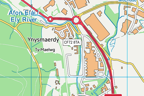 CF72 8TA map - OS VectorMap District (Ordnance Survey)