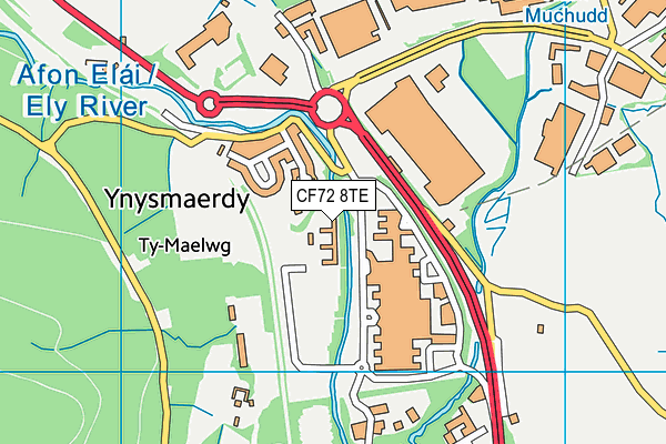 CF72 8TE map - OS VectorMap District (Ordnance Survey)