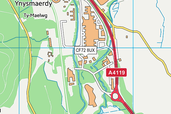 CF72 8UX map - OS VectorMap District (Ordnance Survey)