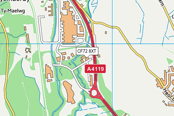 CF72 8XT map - OS VectorMap District (Ordnance Survey)