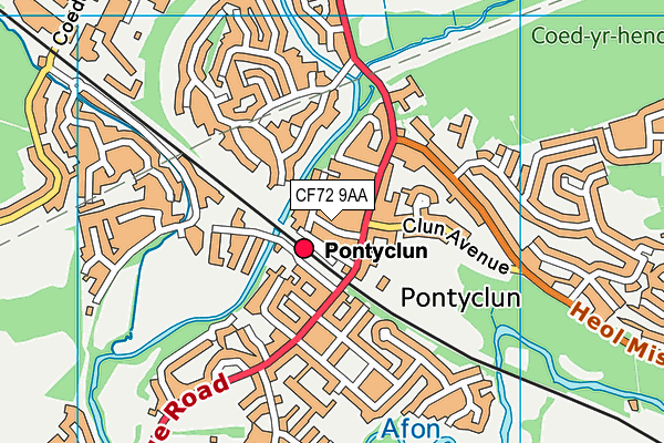 CF72 9AA map - OS VectorMap District (Ordnance Survey)