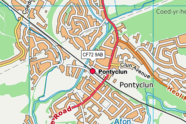 CF72 9AB map - OS VectorMap District (Ordnance Survey)