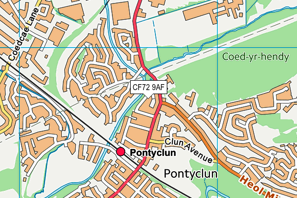 CF72 9AF map - OS VectorMap District (Ordnance Survey)