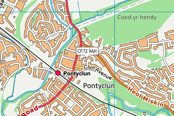 CF72 9AH map - OS VectorMap District (Ordnance Survey)