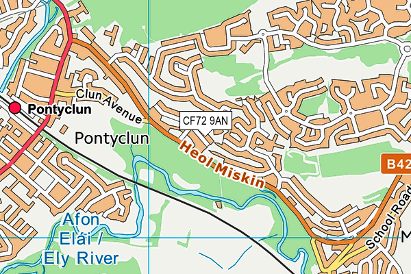 CF72 9AN map - OS VectorMap District (Ordnance Survey)