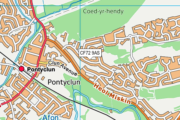 CF72 9AS map - OS VectorMap District (Ordnance Survey)