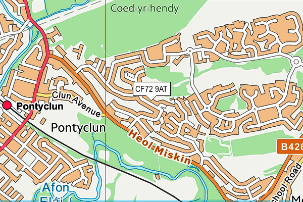 CF72 9AT map - OS VectorMap District (Ordnance Survey)