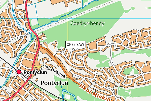 CF72 9AW map - OS VectorMap District (Ordnance Survey)