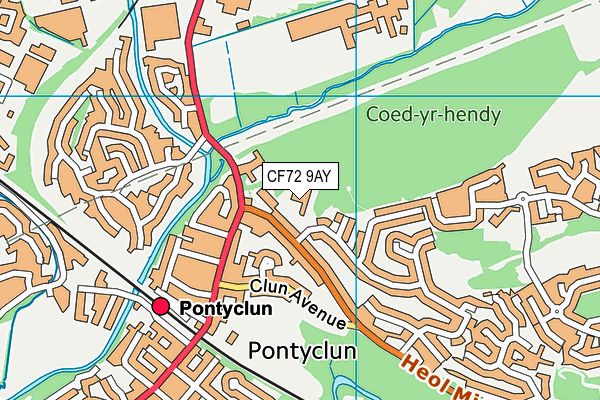 CF72 9AY map - OS VectorMap District (Ordnance Survey)