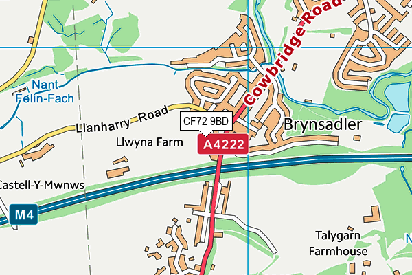 CF72 9BD map - OS VectorMap District (Ordnance Survey)