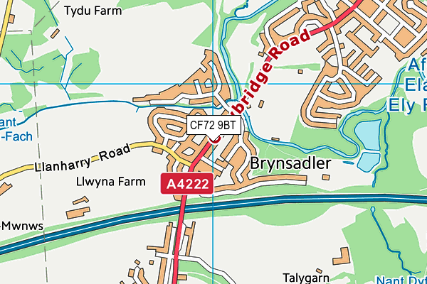 CF72 9BT map - OS VectorMap District (Ordnance Survey)