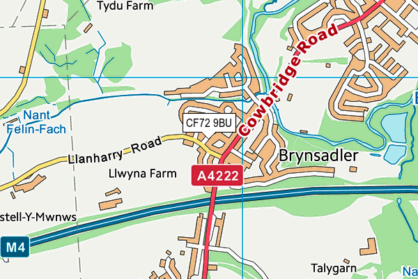 CF72 9BU map - OS VectorMap District (Ordnance Survey)