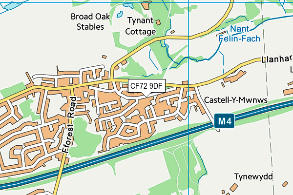 CF72 9DF map - OS VectorMap District (Ordnance Survey)